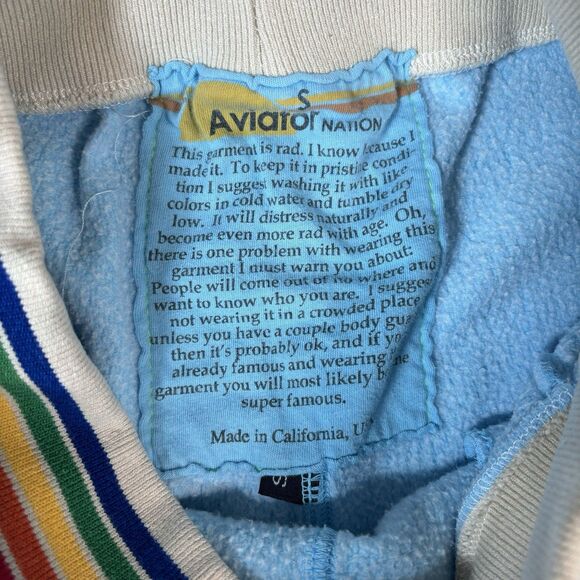 Aviator Nation Women’s Sky Blue Rainbow Rib Logo Sweatpants Small - Picture 5 of 12